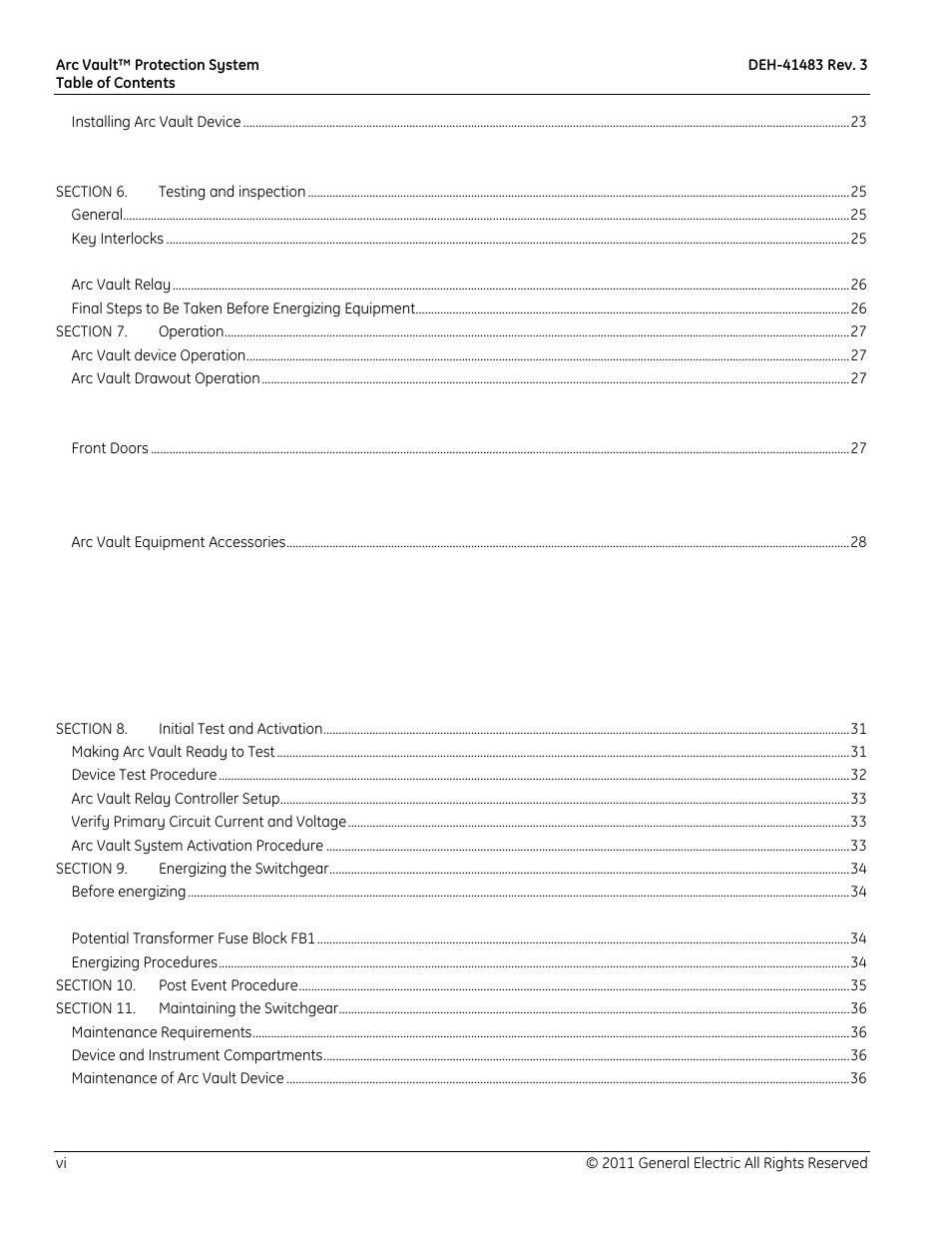 GE Industrial Solutions Arc Vault Protection System User Manual | Page 6 / 51