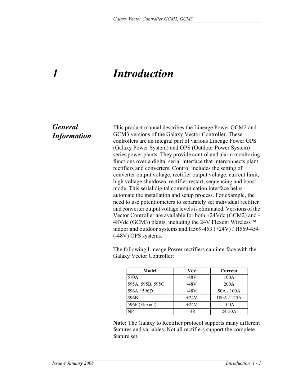 Introduction, General information, 1 introduction | 1introduction | GE Industrial Solutions Galaxy Vector Controller GCM3 User Manual | Page 13 / 102