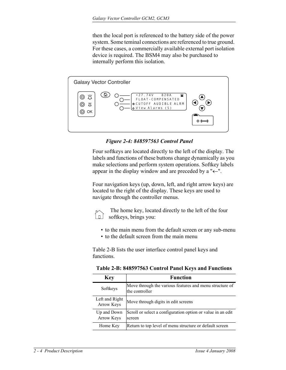 Figure 2-4: 848597563 control panel | GE Industrial Solutions Galaxy Vector Controller GCM3 User Manual | Page 18 / 102