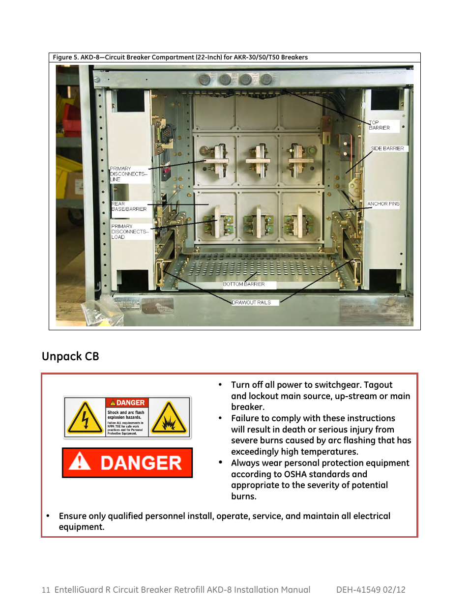 Unpack cb | GE Industrial Solutions EntelliGuard R AKD-8 User Manual | Page 12 / 45
