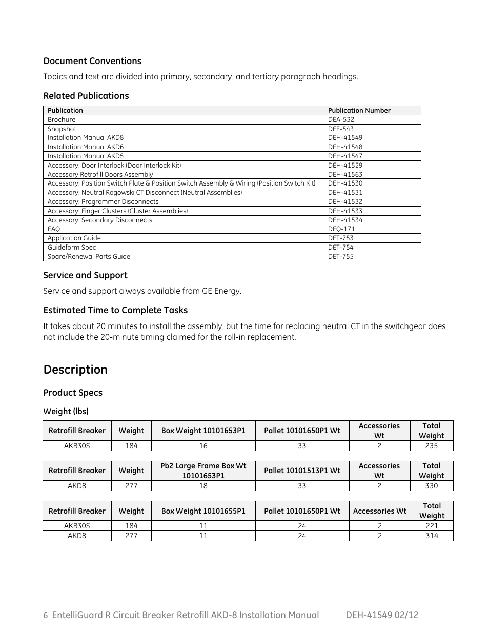 Description | GE Industrial Solutions EntelliGuard R AKD-8 User Manual | Page 7 / 45