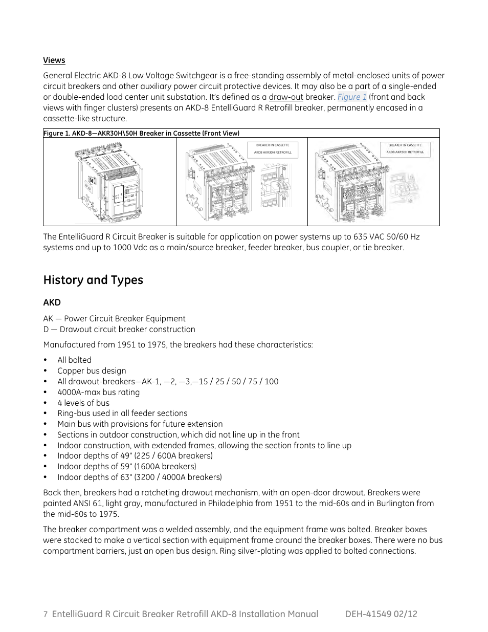 History and types | GE Industrial Solutions EntelliGuard R AKD-8 User Manual | Page 8 / 45