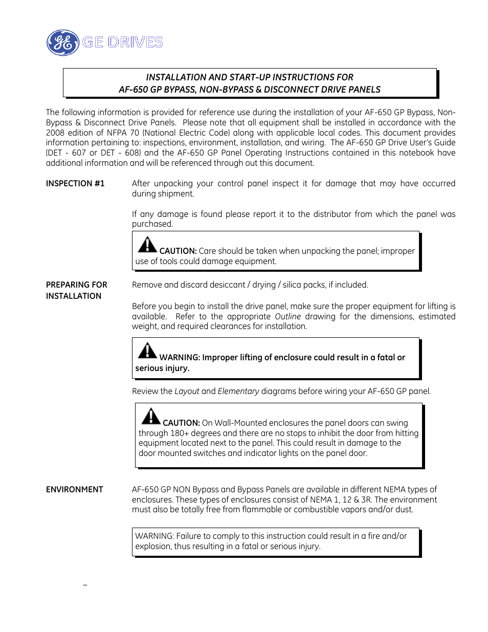 GE Industrial Solutions AF-650 GP Drive Panel User Manual | Page 3 / 57