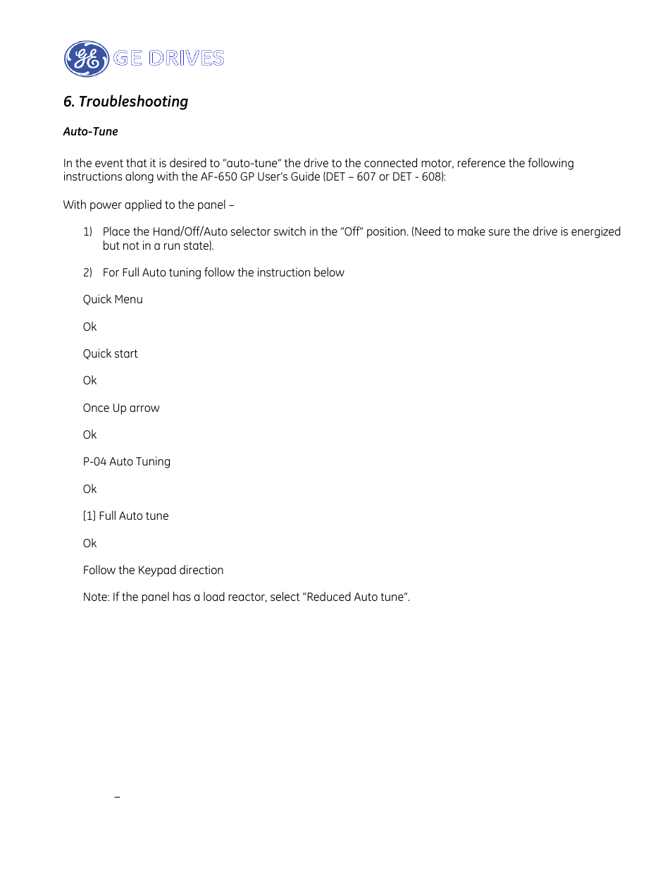 Troubleshooting | GE Industrial Solutions AF-650 GP Drive Panel User Manual | Page 39 / 57
