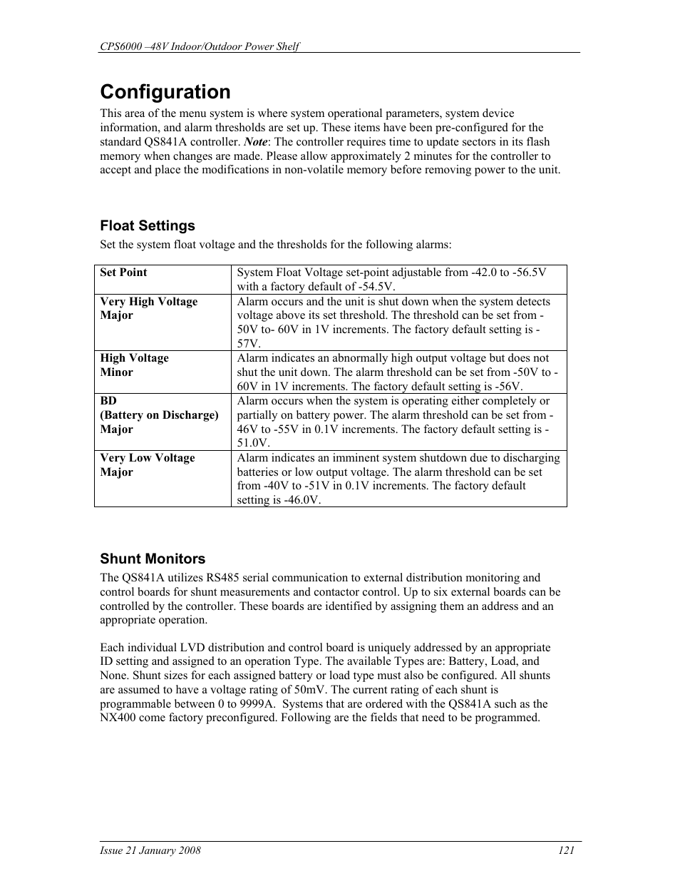 Configuration | GE Industrial Solutions CPS6000 User Manual | Page 121 / 212