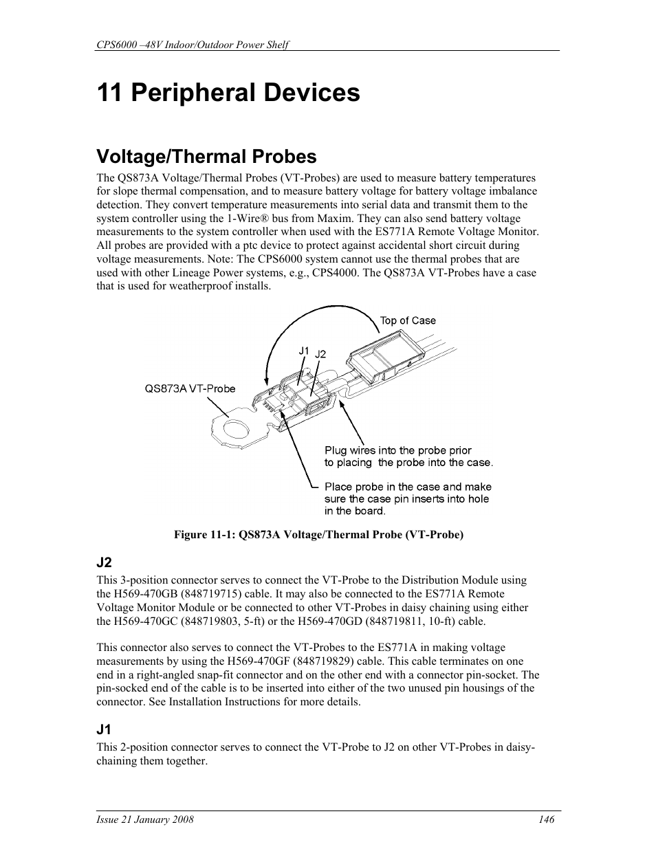11 peripheral devices, Voltage/thermal probes | GE Industrial Solutions CPS6000 User Manual | Page 146 / 212