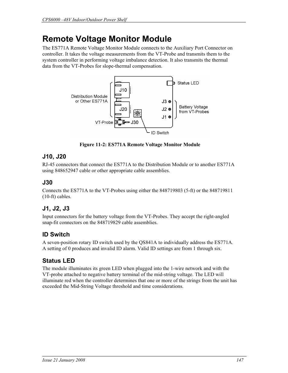 Remote voltage monitor module | GE Industrial Solutions CPS6000 User Manual | Page 147 / 212