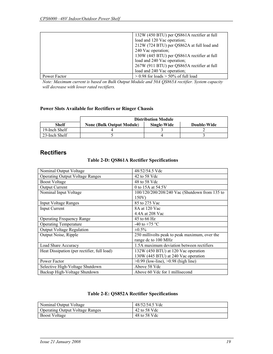 Rectifiers | GE Industrial Solutions CPS6000 User Manual | Page 19 / 212