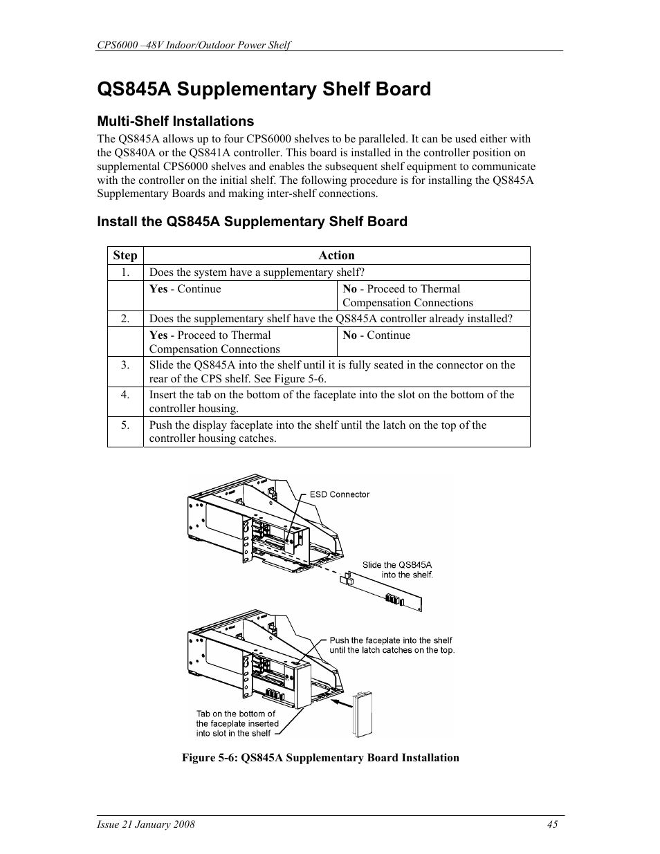 Qs845a supplementary shelf board | GE Industrial Solutions CPS6000 User Manual | Page 45 / 212