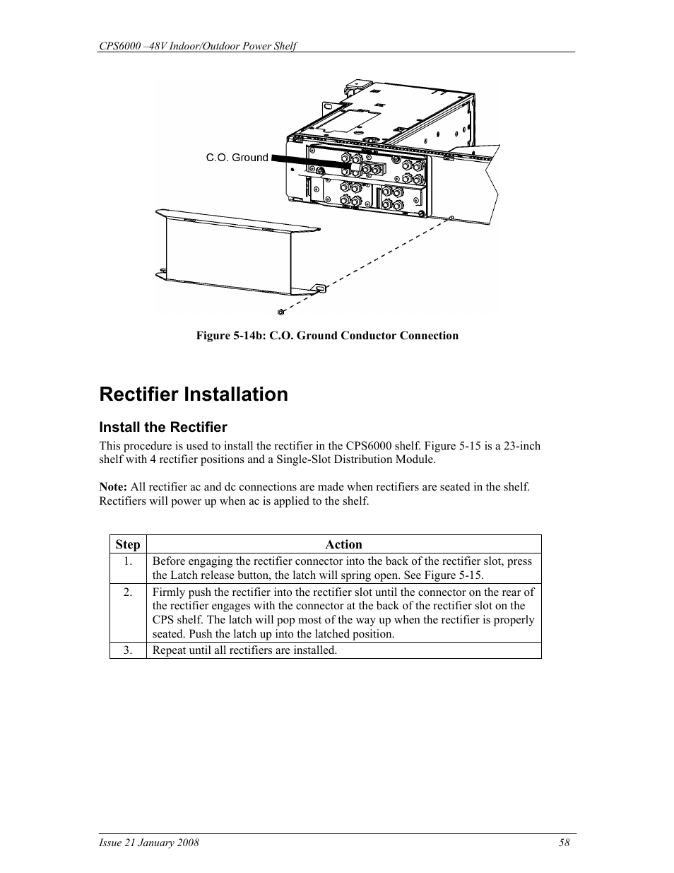 Rectifier installation | GE Industrial Solutions CPS6000 User Manual | Page 58 / 212