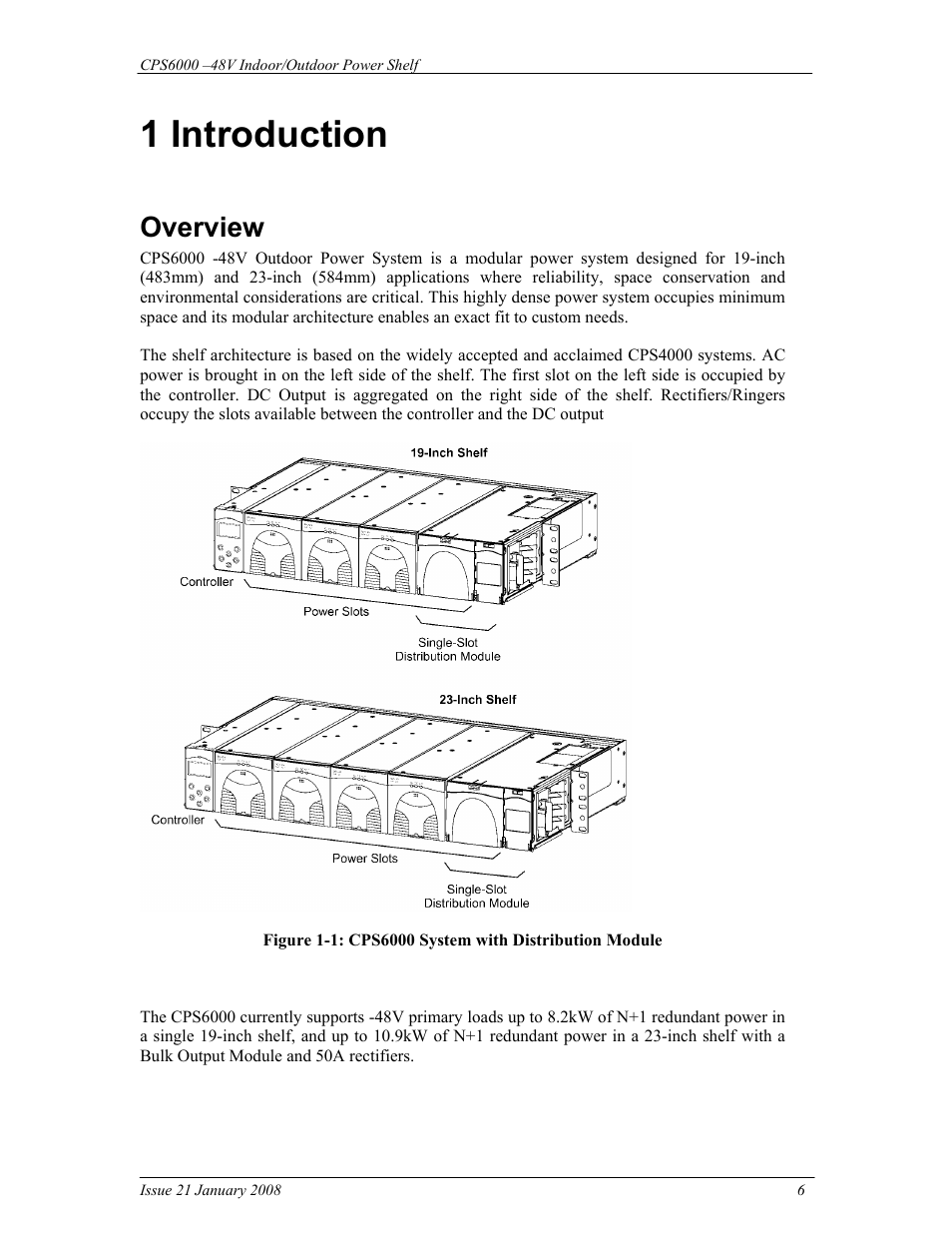 1 introduction, Overview | GE Industrial Solutions CPS6000 User Manual | Page 6 / 212