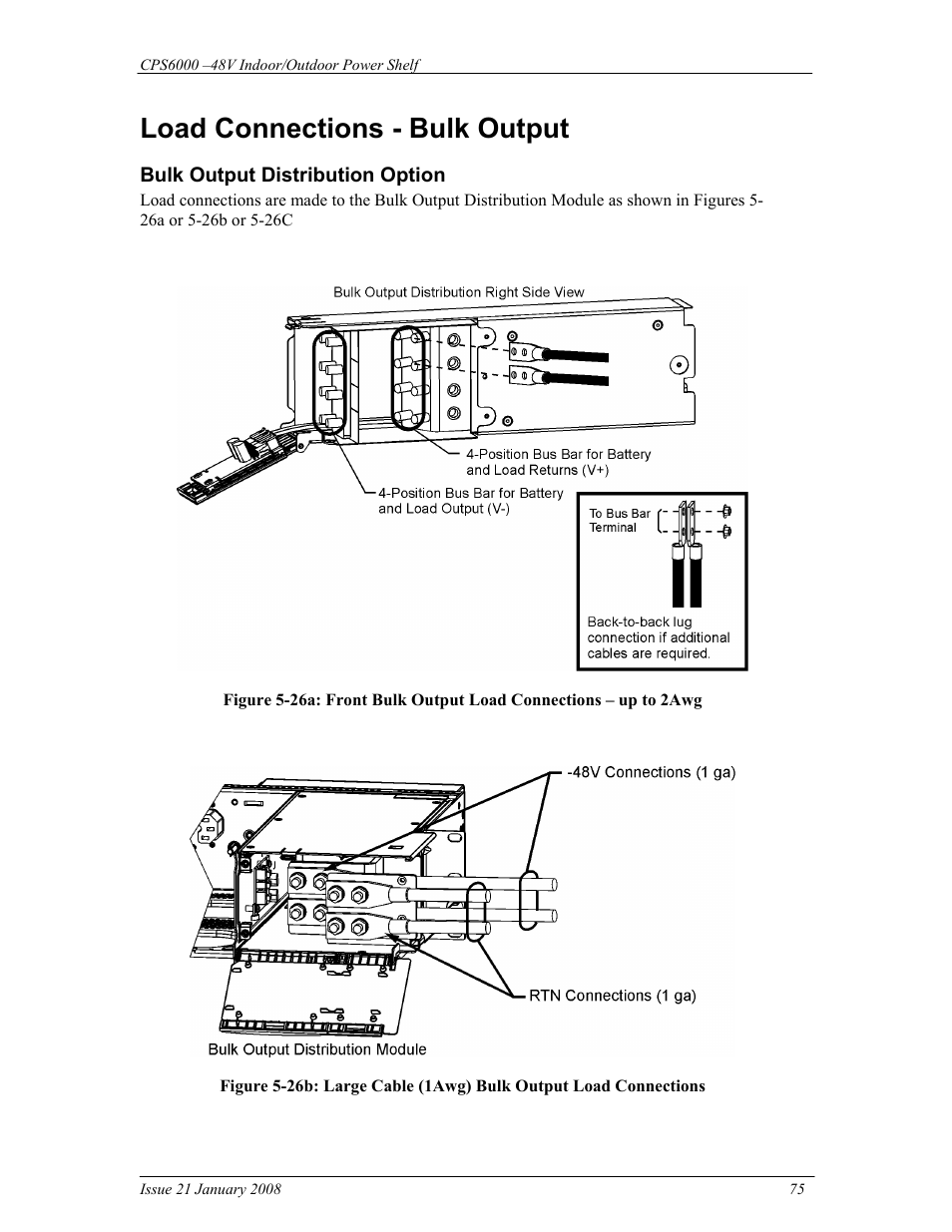 Load connections - bulk output | GE Industrial Solutions CPS6000 User Manual | Page 75 / 212