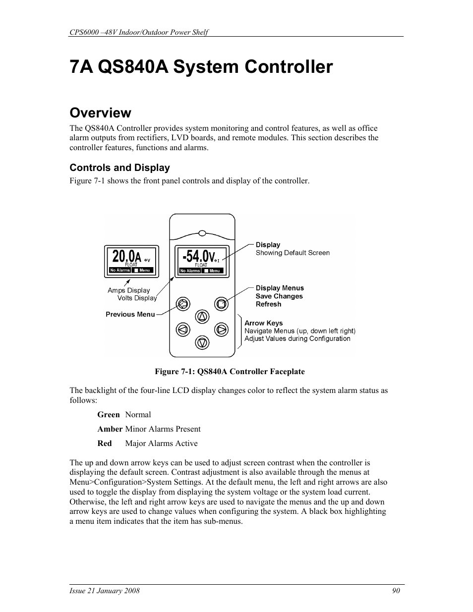 7a qs840a system controller, Overview | GE Industrial Solutions CPS6000 User Manual | Page 90 / 212