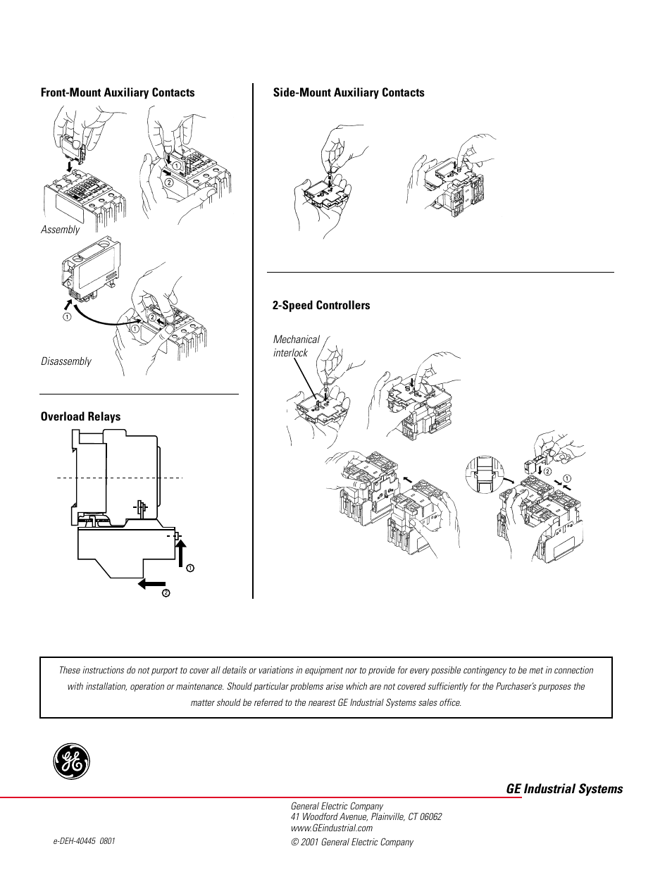 Ge industrial systems | GE Industrial Solutions CR454A Series Starters User Manual | Page 4 / 4