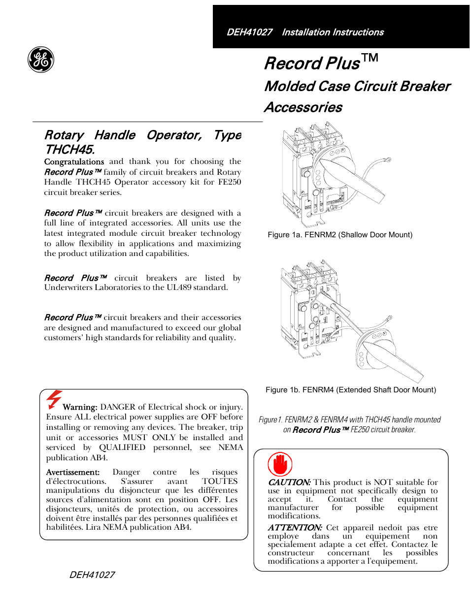 GE Industrial Solutions Record Plus TDM, NEMA 4__4X: FE250 User Manual | 6 pages