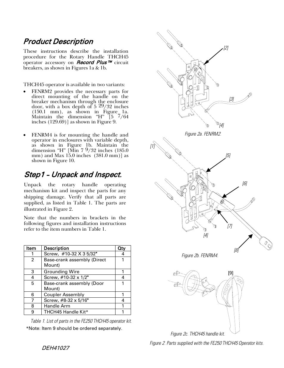 Product description, Step1 - unpack and inspect | GE Industrial Solutions Record Plus TDM, NEMA 4__4X: FE250 User Manual | Page 2 / 6