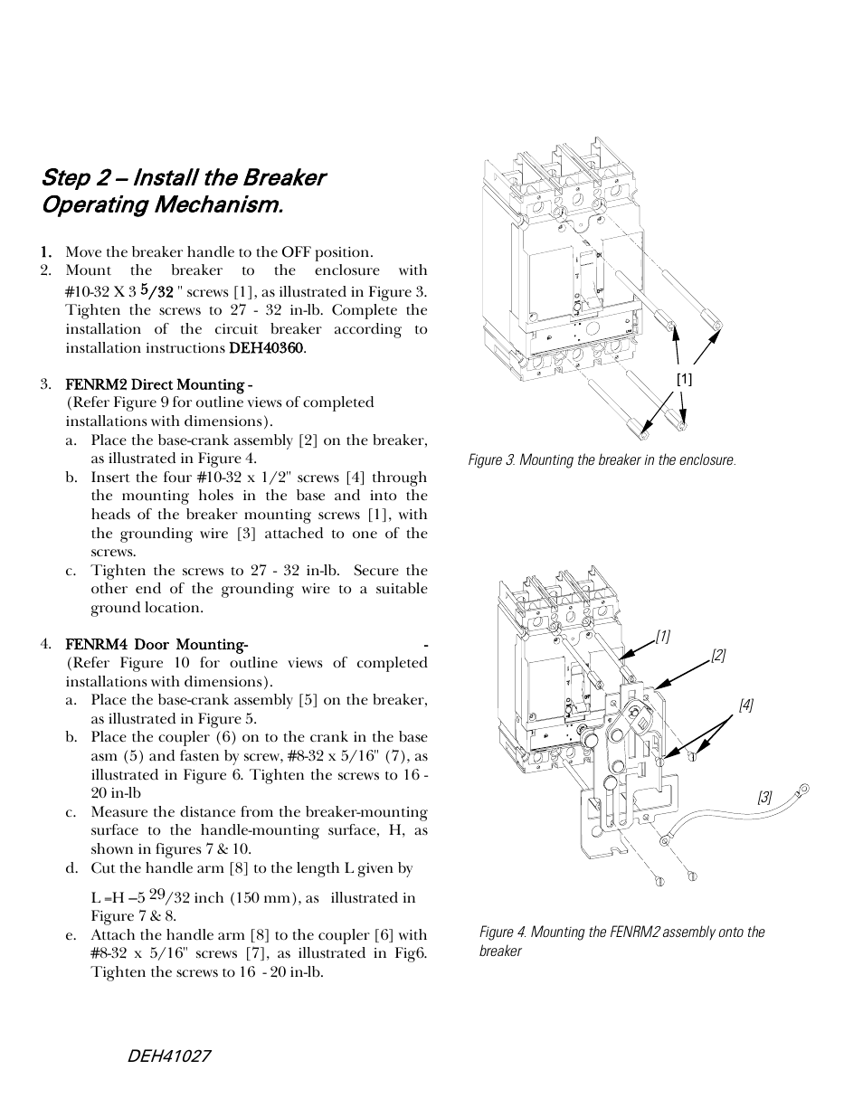 Step 2 – install the breaker operating mechanism | GE Industrial Solutions Record Plus TDM, NEMA 4__4X: FE250 User Manual | Page 3 / 6