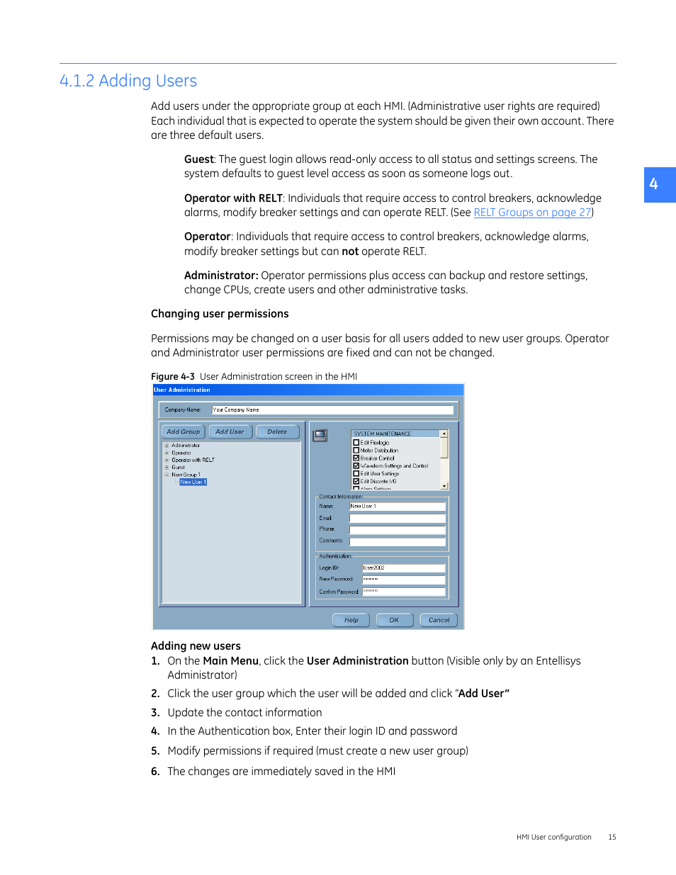 2 adding users | GE Industrial Solutions Entellisys 5.0 Administrator Manual User Manual | Page 15 / 84