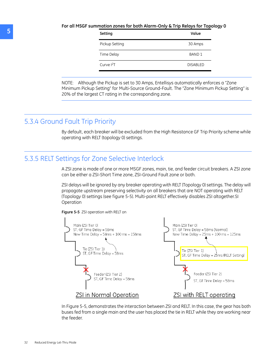 4 ground fault trip priority, 5 relt settings for zone selective interlock | GE Industrial Solutions Entellisys 5.0 Administrator Manual User Manual | Page 32 / 84