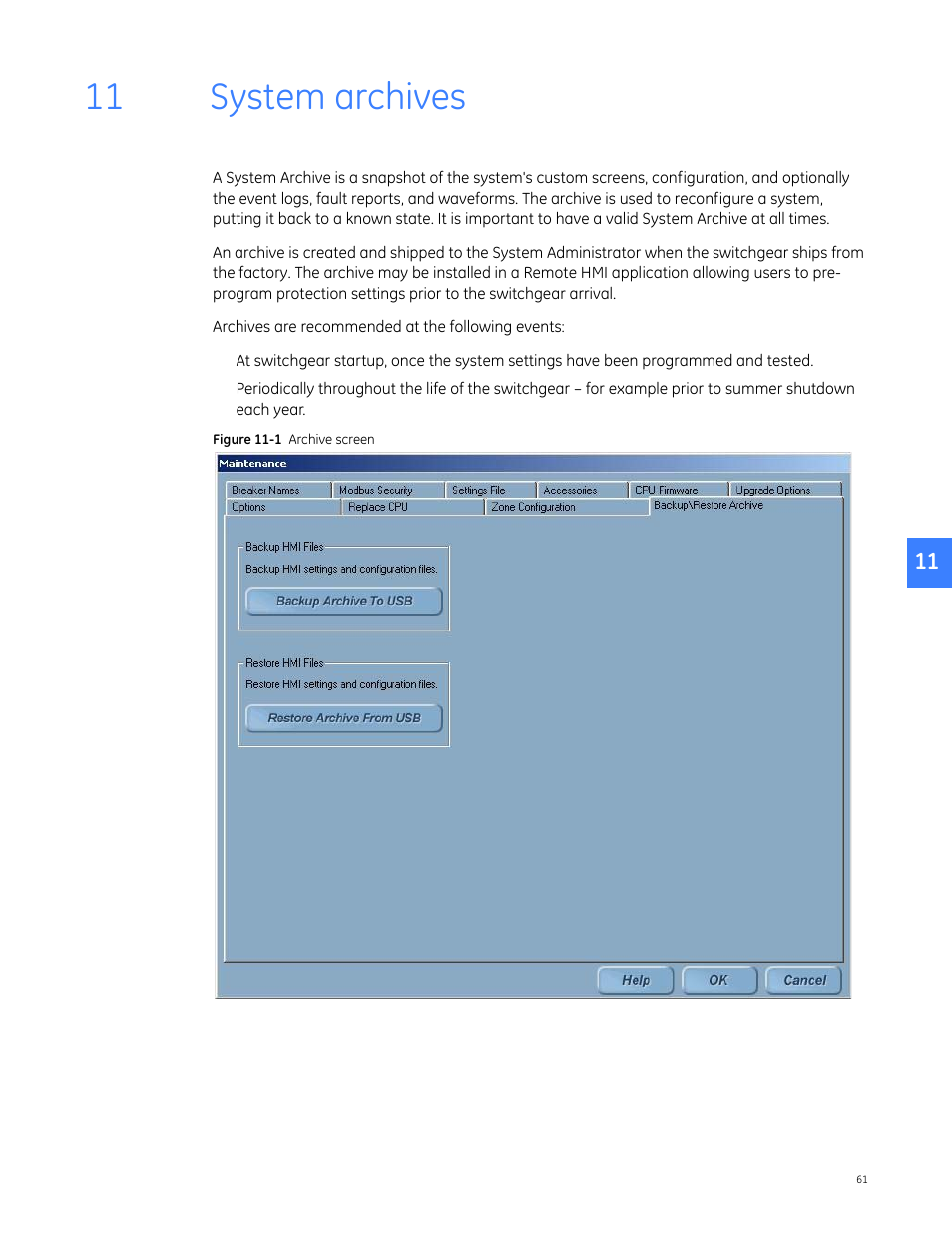 System archives, 11 system archives | GE Industrial Solutions Entellisys 5.0 Administrator Manual User Manual | Page 61 / 84