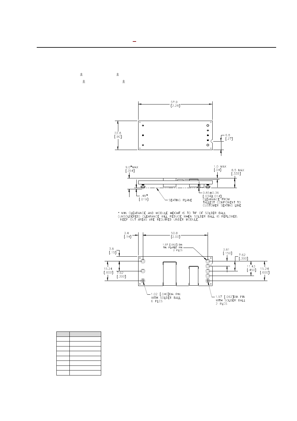 Top view side view bottom view | GE Industrial Solutions ESTW010A0A Series User Manual | Page 15 / 19