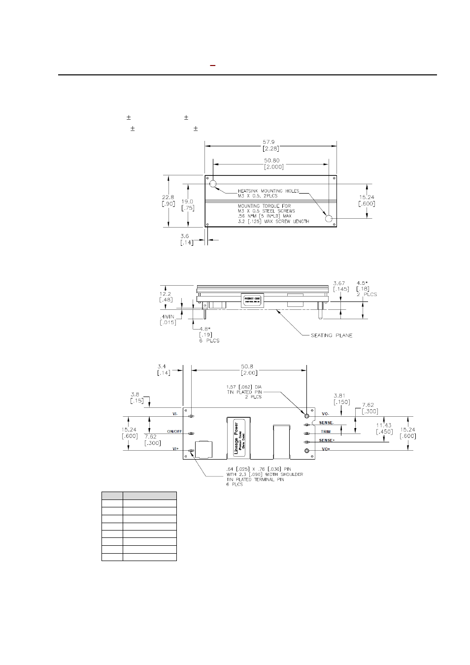 Top view, Side view, Bottom view | GE Industrial Solutions ESTW010A0A Series User Manual | Page 16 / 19