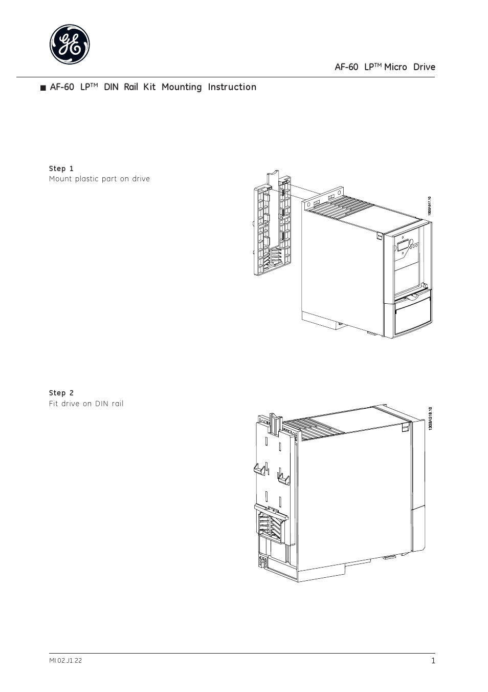 GE Industrial Solutions AF-60 LP DIN Rail Kit User Manual | 2 pages