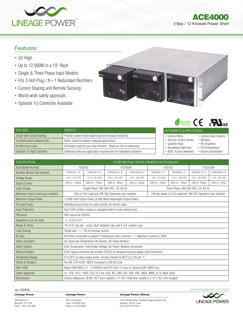 GE Industrial Solutions ACE4000 User Manual | 2 pages