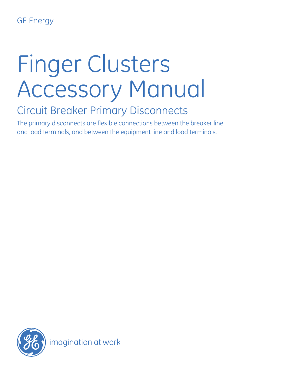 GE Industrial Solutions Finger Clusters User Manual | 11 pages