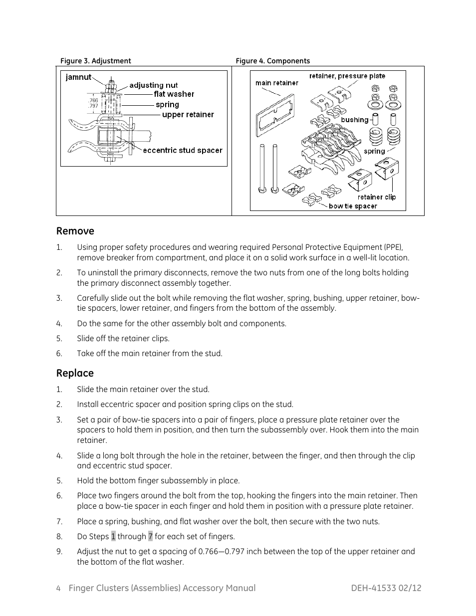 Remove, Replace | GE Industrial Solutions Finger Clusters User Manual | Page 5 / 11