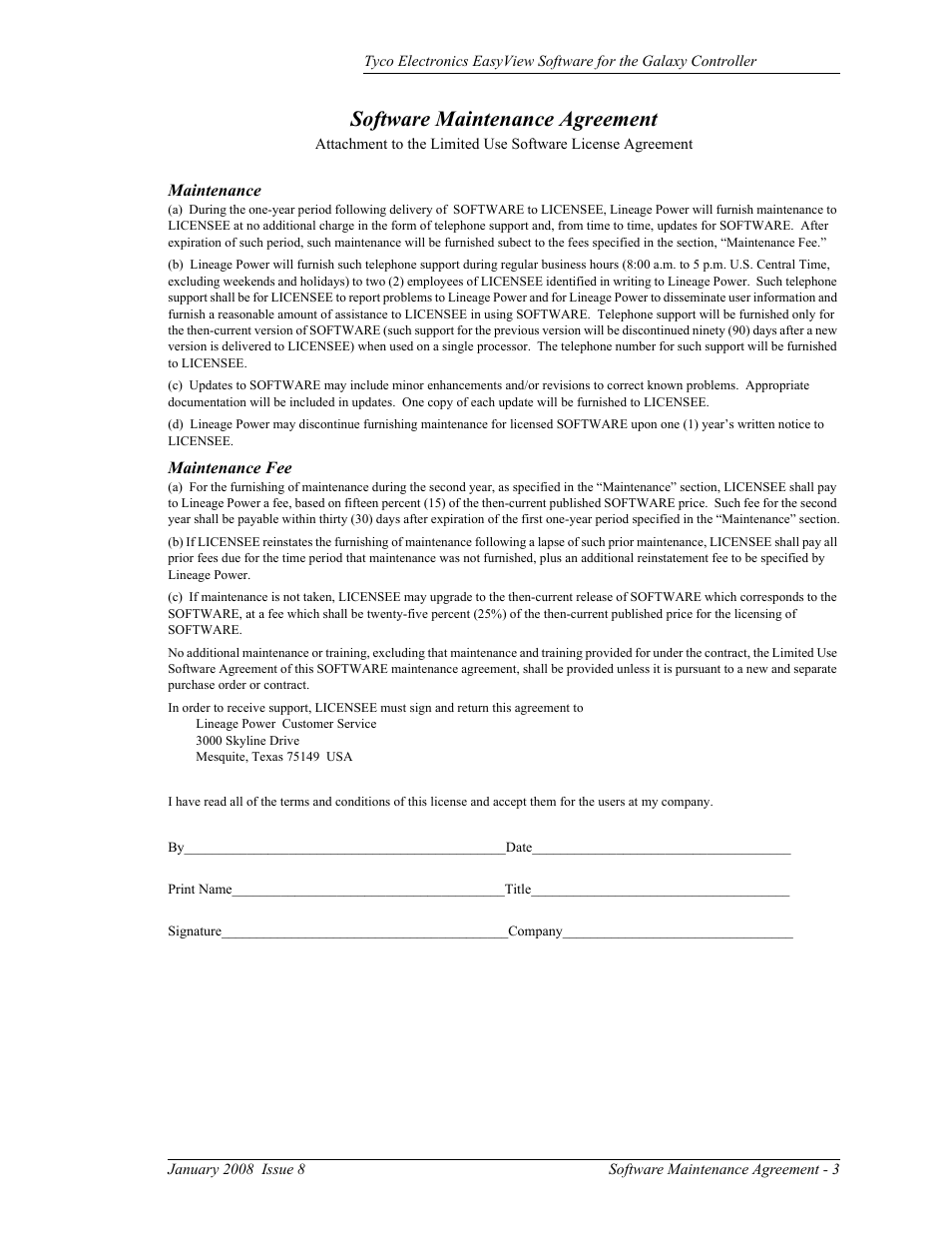 Maintenance, Maintenance fee, Software maintenance agreement | Maintenance 3 maintenance fee | GE Industrial Solutions Easy View User Manual | Page 9 / 22