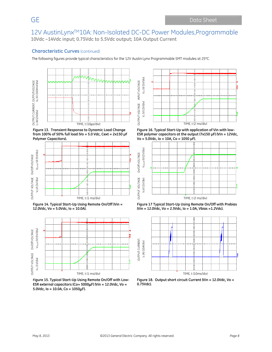 12v austinlynx, 10a: non-isolated dc-dc power modules,programmable, Data sheet | Characteristic curves, Continued) | GE Industrial Solutions 12V AustinLynx 10A User Manual | Page 8 / 20