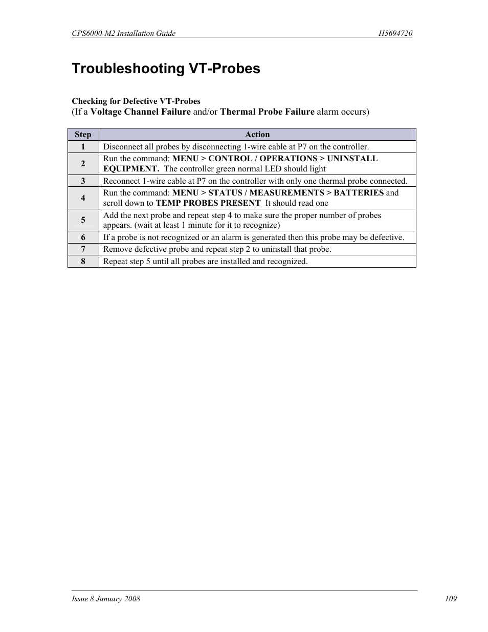 Troubleshooting vt-probes | GE Industrial Solutions CPS6000-M2 User Manual | Page 109 / 134