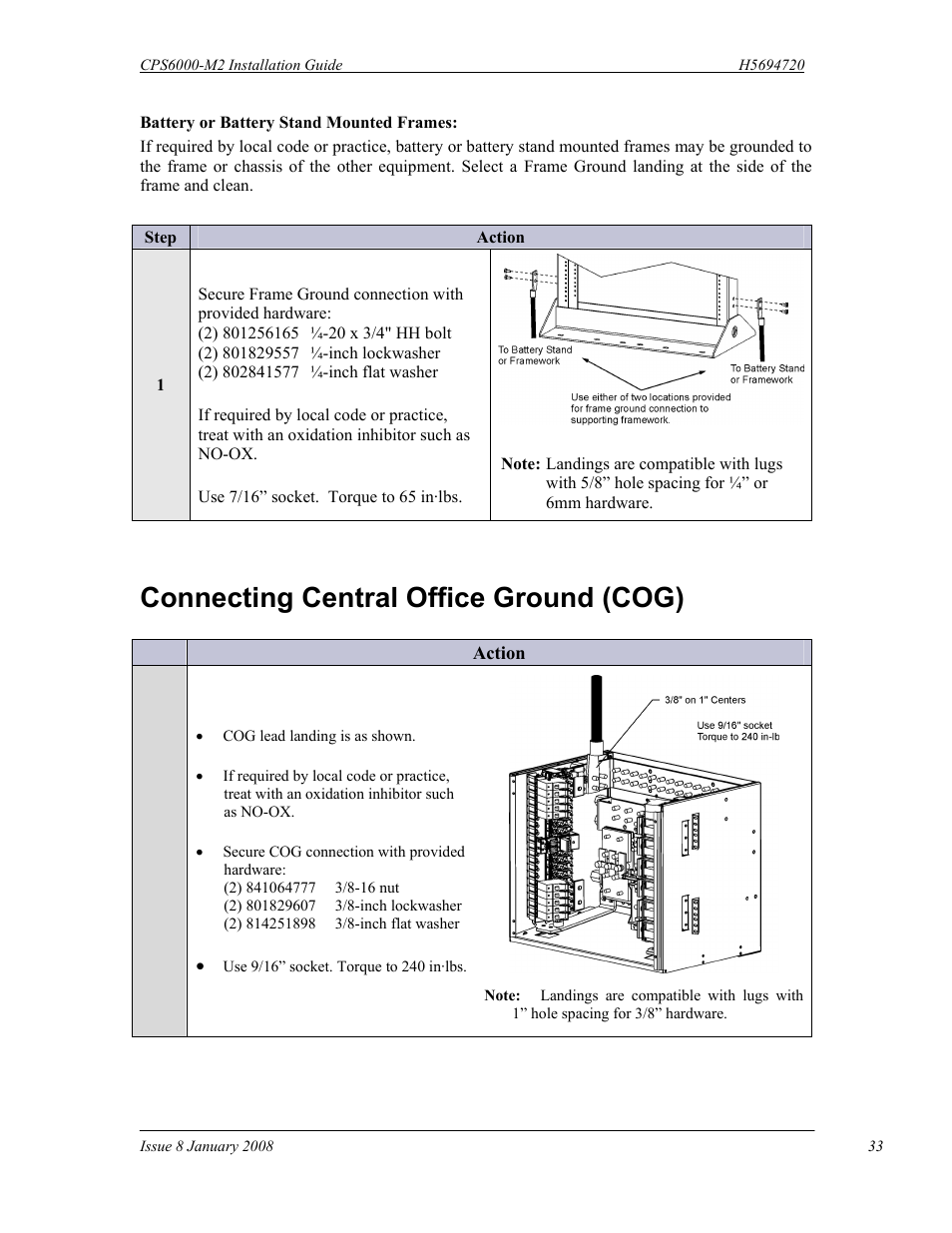 Connecting central office ground (cog) | GE Industrial Solutions CPS6000-M2 User Manual | Page 33 / 134