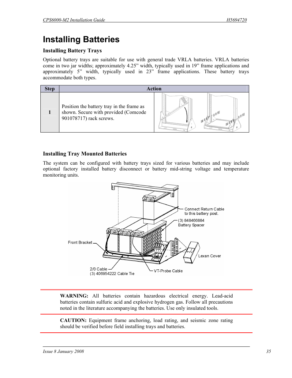 Installing batteries | GE Industrial Solutions CPS6000-M2 User Manual | Page 35 / 134