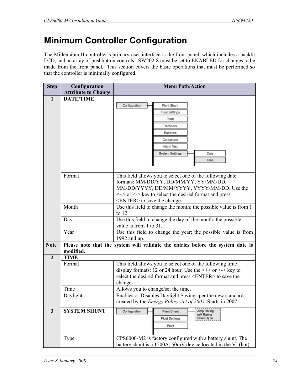 Minimum controller configuration | GE Industrial Solutions CPS6000-M2 User Manual | Page 74 / 134