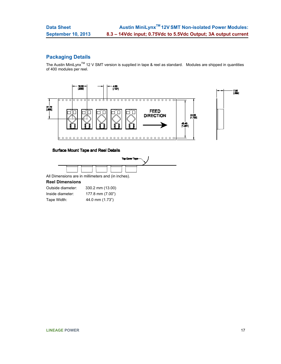 GE Industrial Solutions Austin Minilynx 12V SMT User Manual | Page 17 / 20