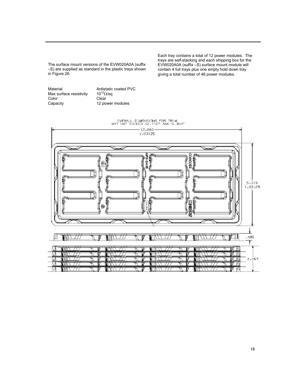 Packaging details | GE Industrial Solutions EVW020A0A Series (Eighth-Brick) User Manual | Page 18 / 19