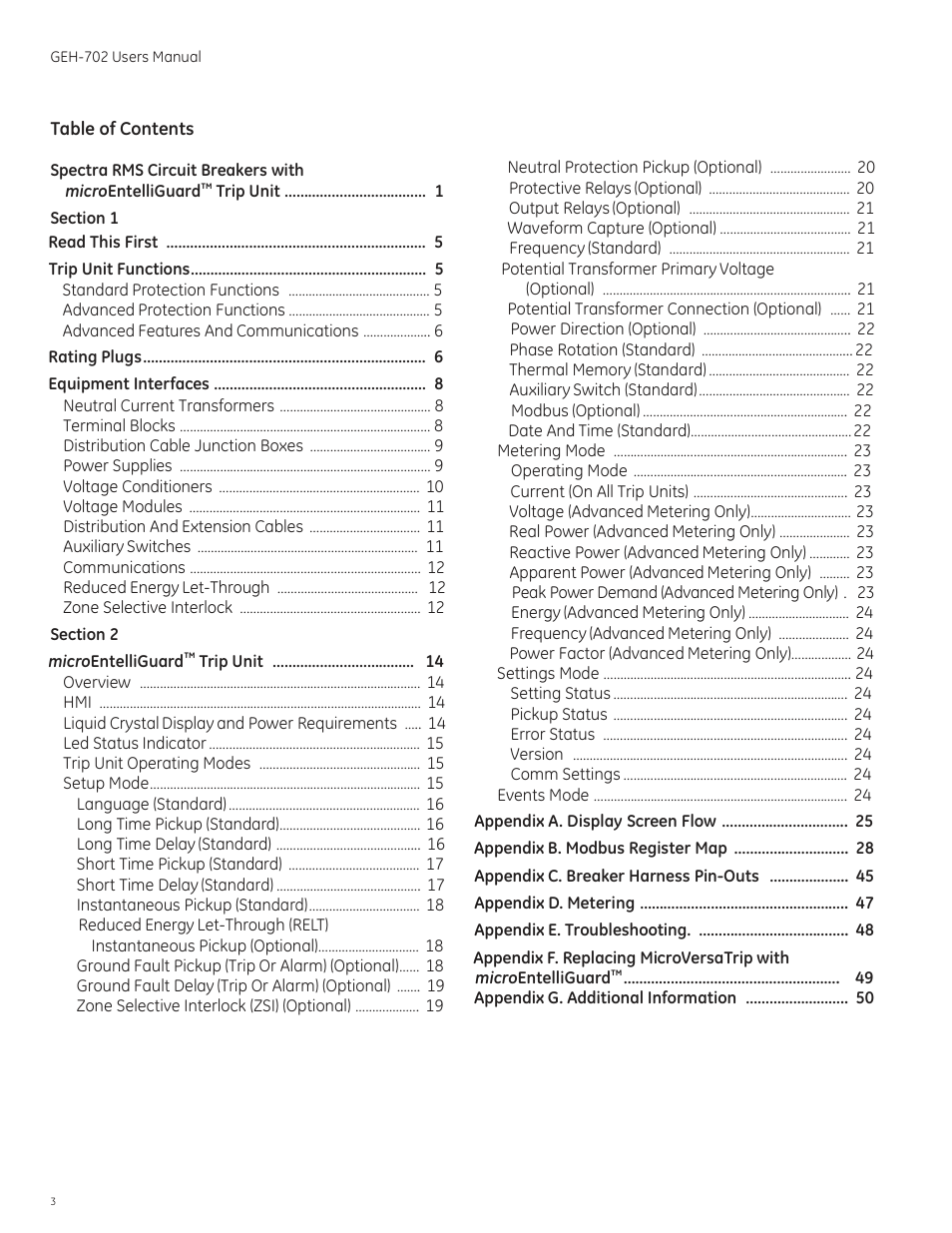 GE Industrial Solutions Spectra RMS Molded Case User Manual | Page 4 / 52