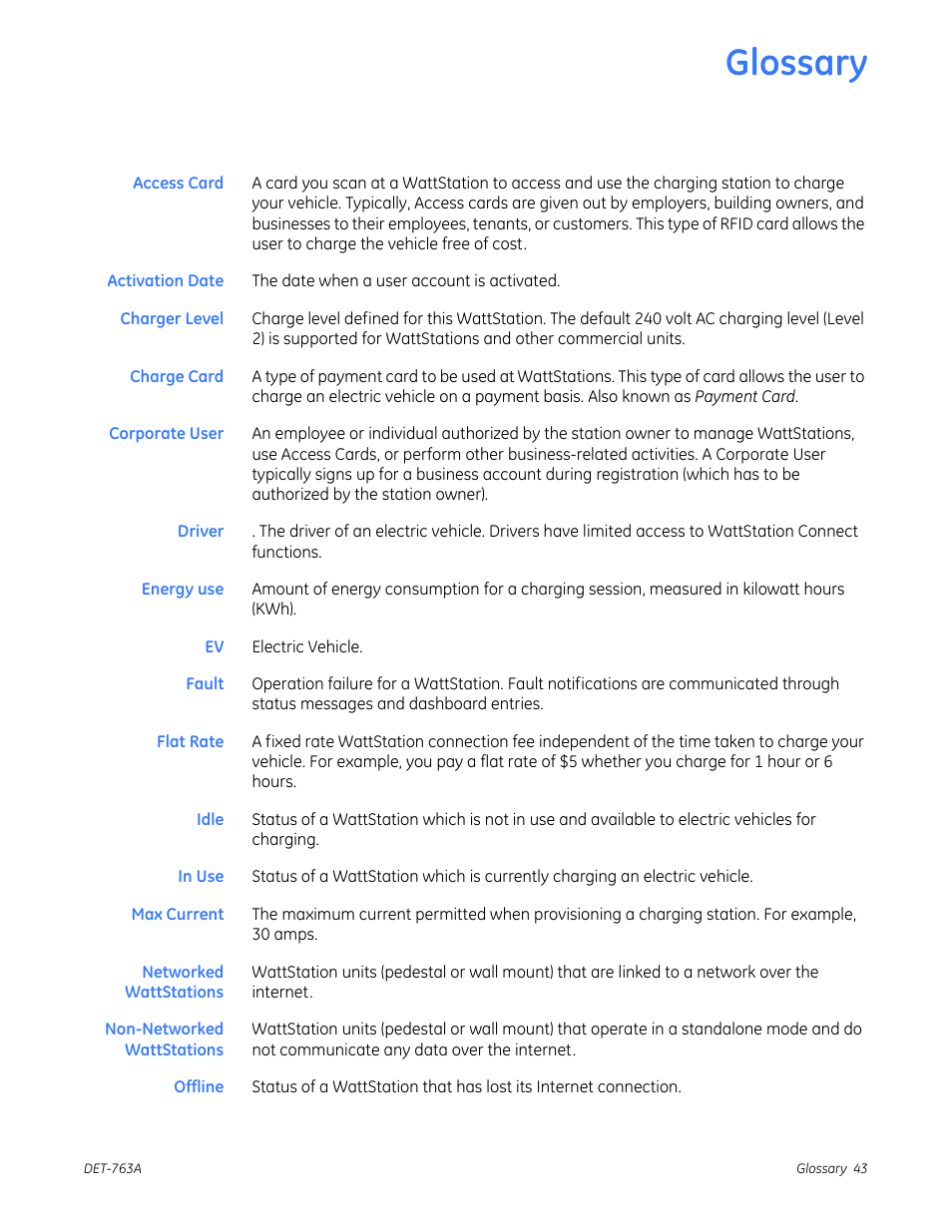 Glossary | GE Industrial Solutions WattStation Connect Owner Second Edition (iPhone) User Manual | Page 45 / 49