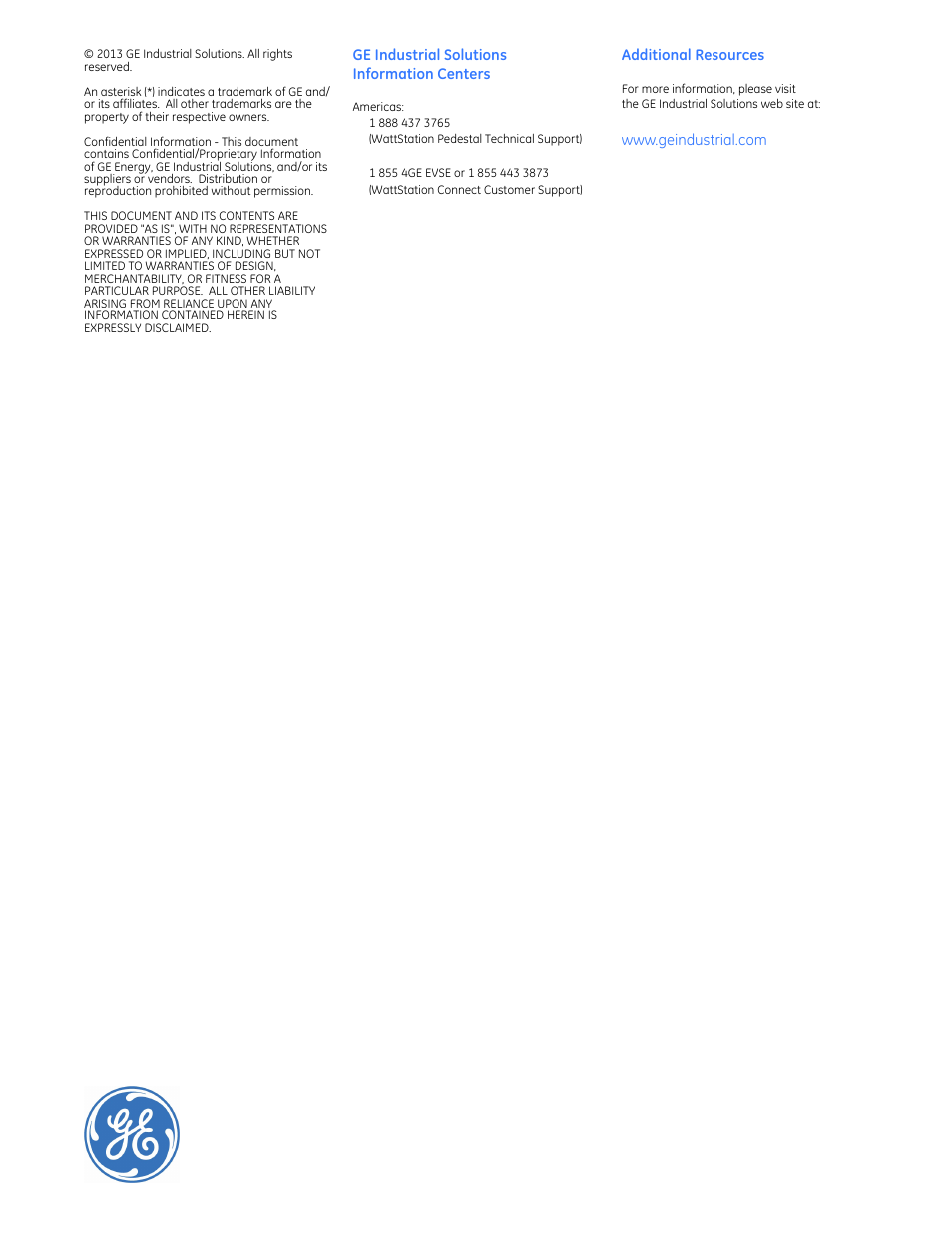 GE Industrial Solutions WattStation Connect Owner Second Edition (iPhone) User Manual | Page 49 / 49