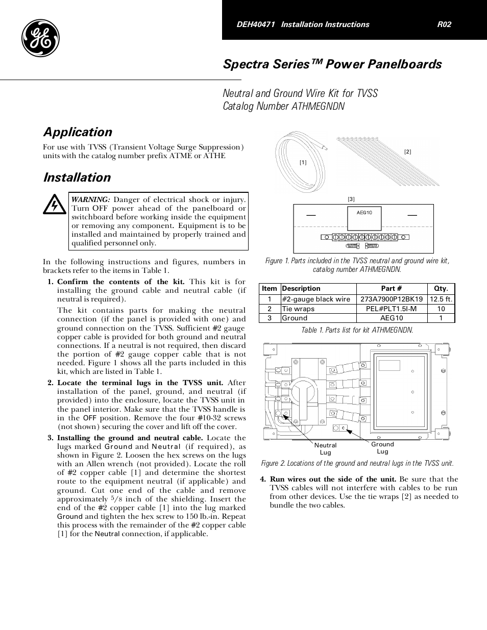 GE Industrial Solutions Spectra Series Power Panelboards ATHMEGNDN User Manual | 2 pages
