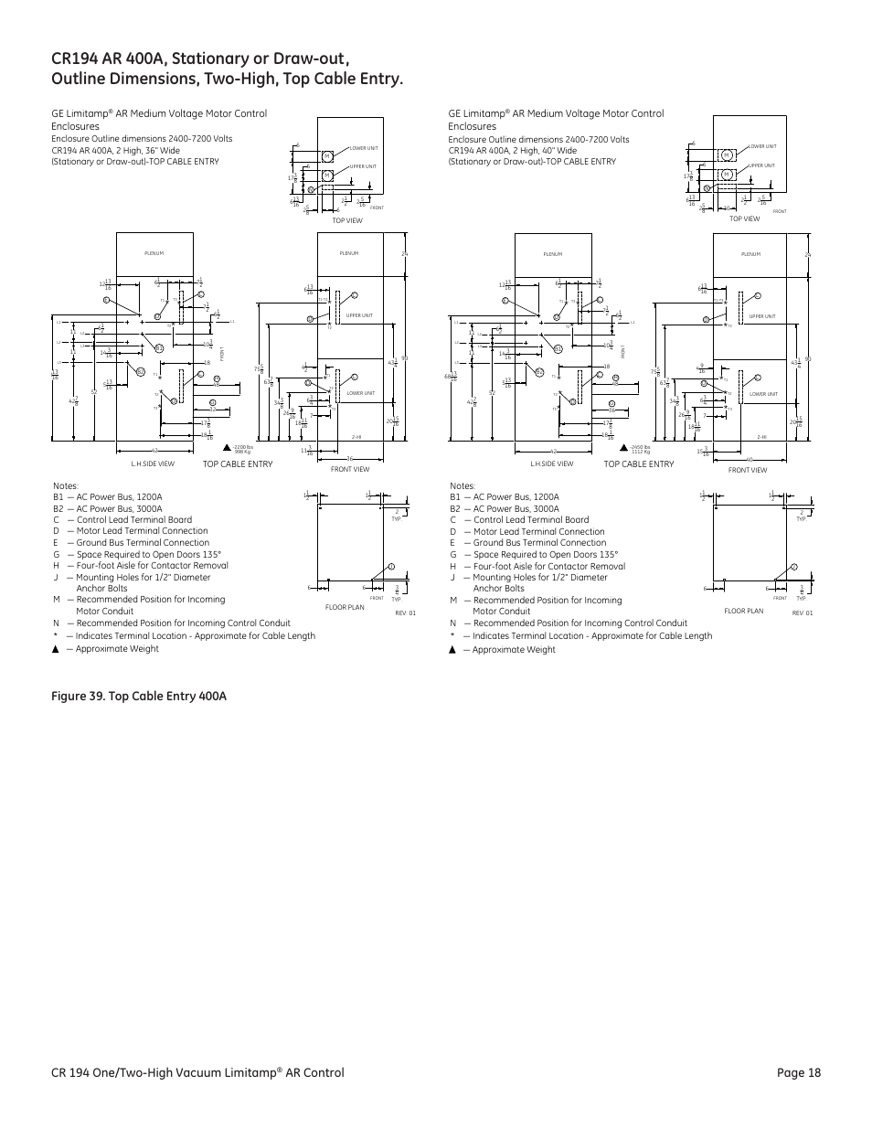 Cr 194 one/two-high vacuum limitamp, Ar control page 18, Ge limitamp | Ar medium voltage motor control enclosures | GE Industrial Solutions Limitamp AR User Manual | Page 18 / 20