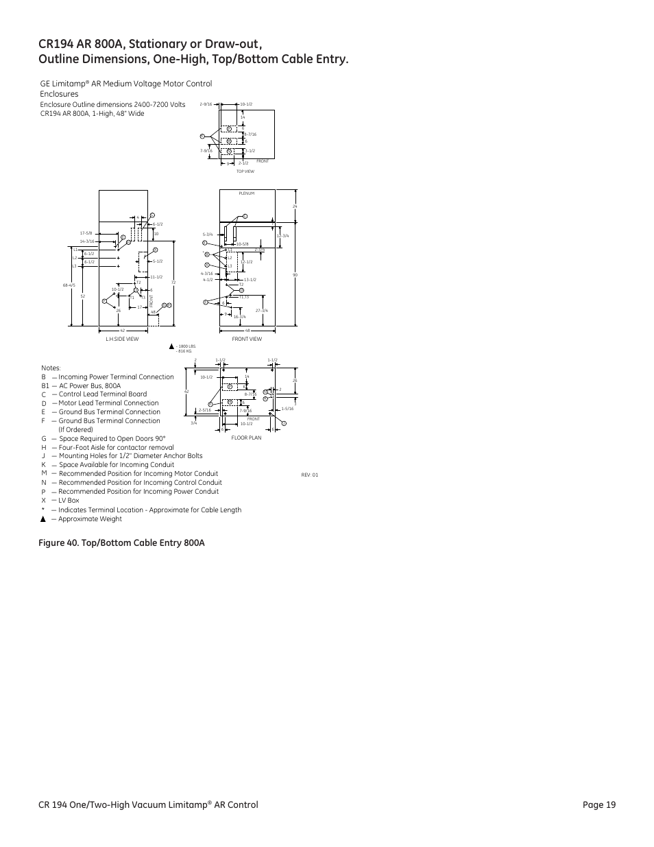 Cr 194 one/two-high vacuum limitamp, Ar control page 19, Ge limitamp | Ar medium voltage motor control enclosures | GE Industrial Solutions Limitamp AR User Manual | Page 19 / 20