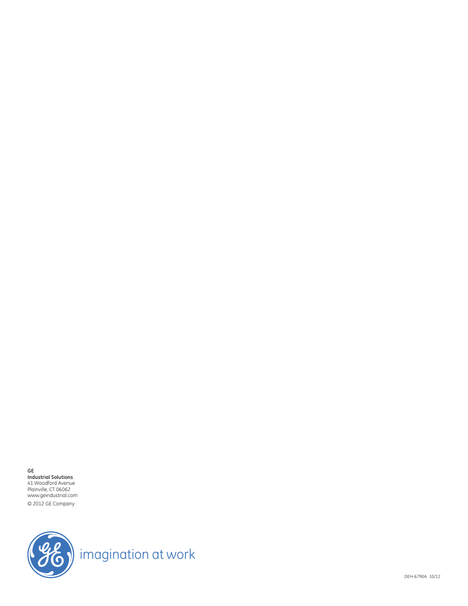Imagination at work | GE Industrial Solutions Limitamp AR User Manual | Page 20 / 20