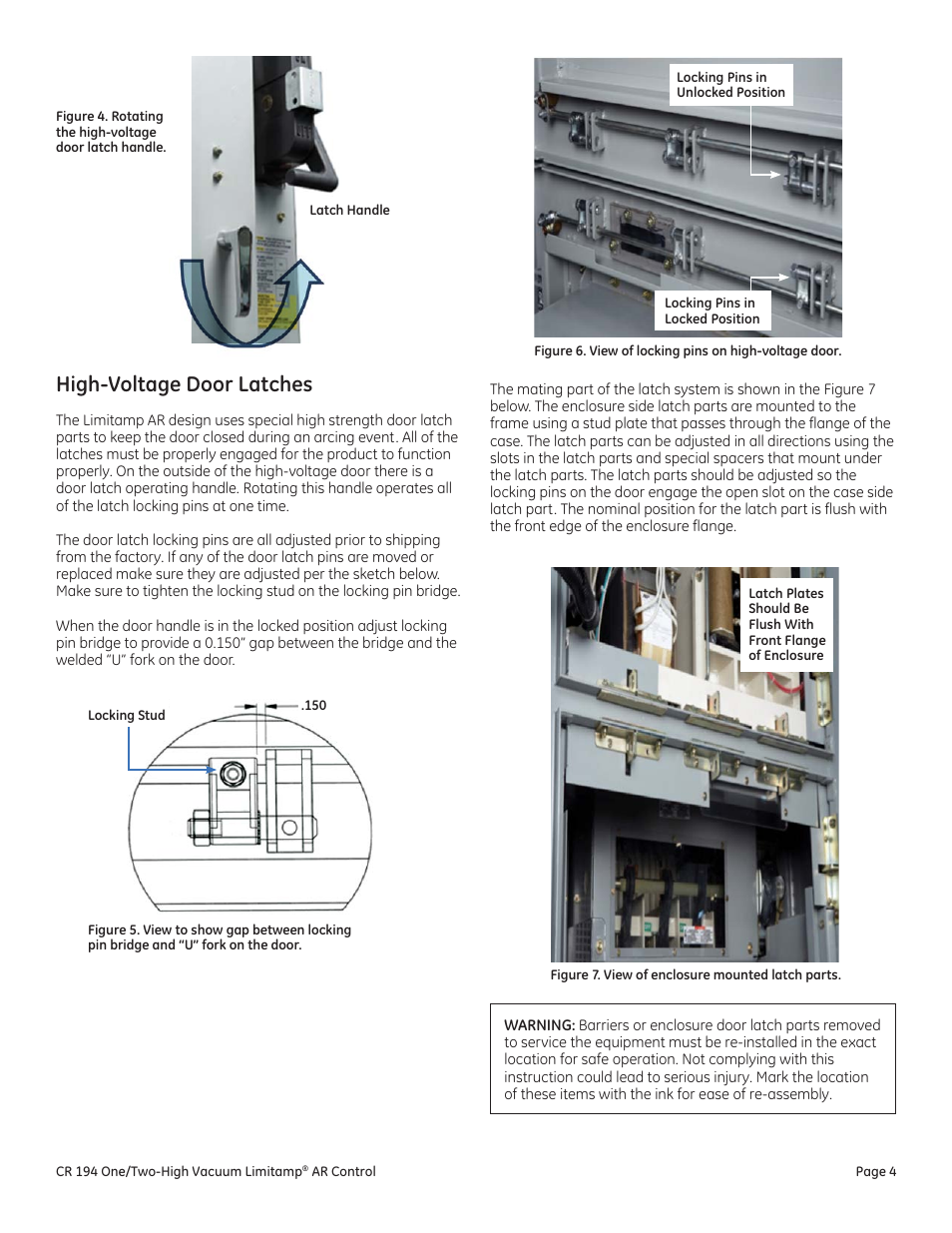 High-voltage door latches | GE Industrial Solutions Limitamp AR User Manual | Page 4 / 20