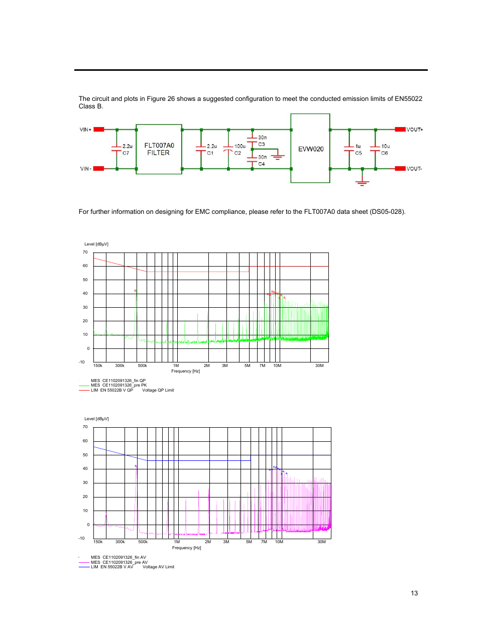 Emc considerations, Lineage power 13 | GE Industrial Solutions EVW020A0S6R0 Series (Eighth-Brick) User Manual | Page 13 / 19