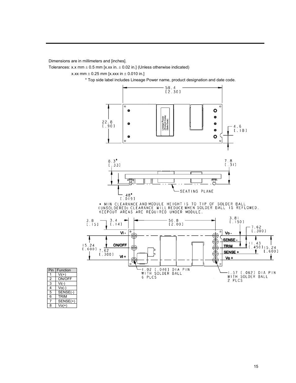 GE Industrial Solutions EVW020A0S6R0 Series (Eighth-Brick) User Manual | Page 15 / 19