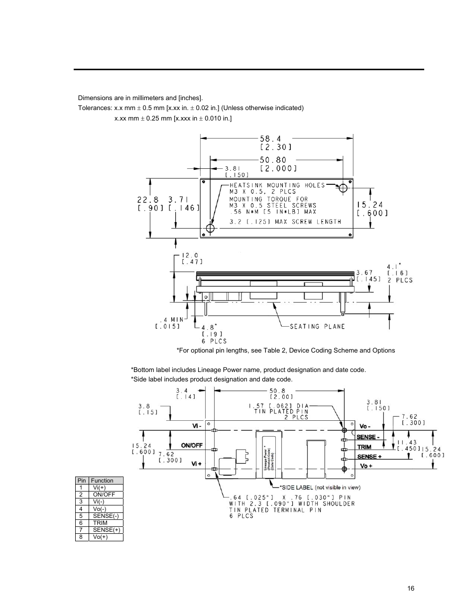 GE Industrial Solutions EVW020A0S6R0 Series (Eighth-Brick) User Manual | Page 16 / 19