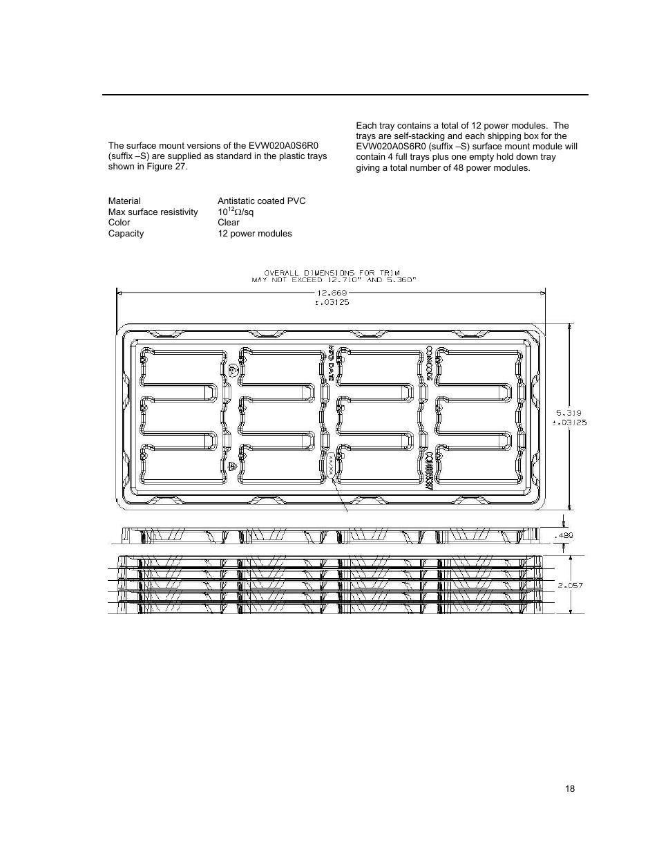 Packaging details | GE Industrial Solutions EVW020A0S6R0 Series (Eighth-Brick) User Manual | Page 18 / 19